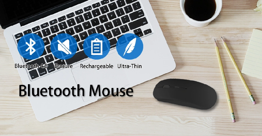 Black Bluetooth Mouse for Laptop/iPad PRO Air/MacBook PRO Air, Slim Silent Click & 3 Adjustable Dpi Levels for PC