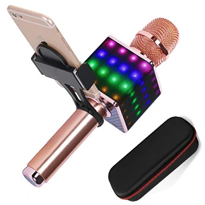 Mini reproductor de Karaoke portátil, micrófono, altavoz, soporte, tarjeta TF, micrófono para entretenimiento
