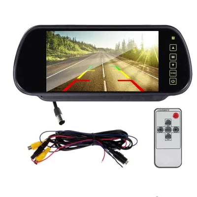 Monitor de espejo retrovisor de 7 pulgadas para coche, autobús, camión, pantalla TFT LCD, botón táctil, Panel de pantalla